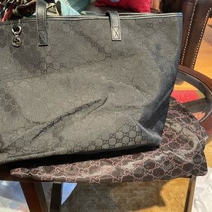 Vintage Gently Used  With Dust Bag Nylon Gucci Tote Nero
